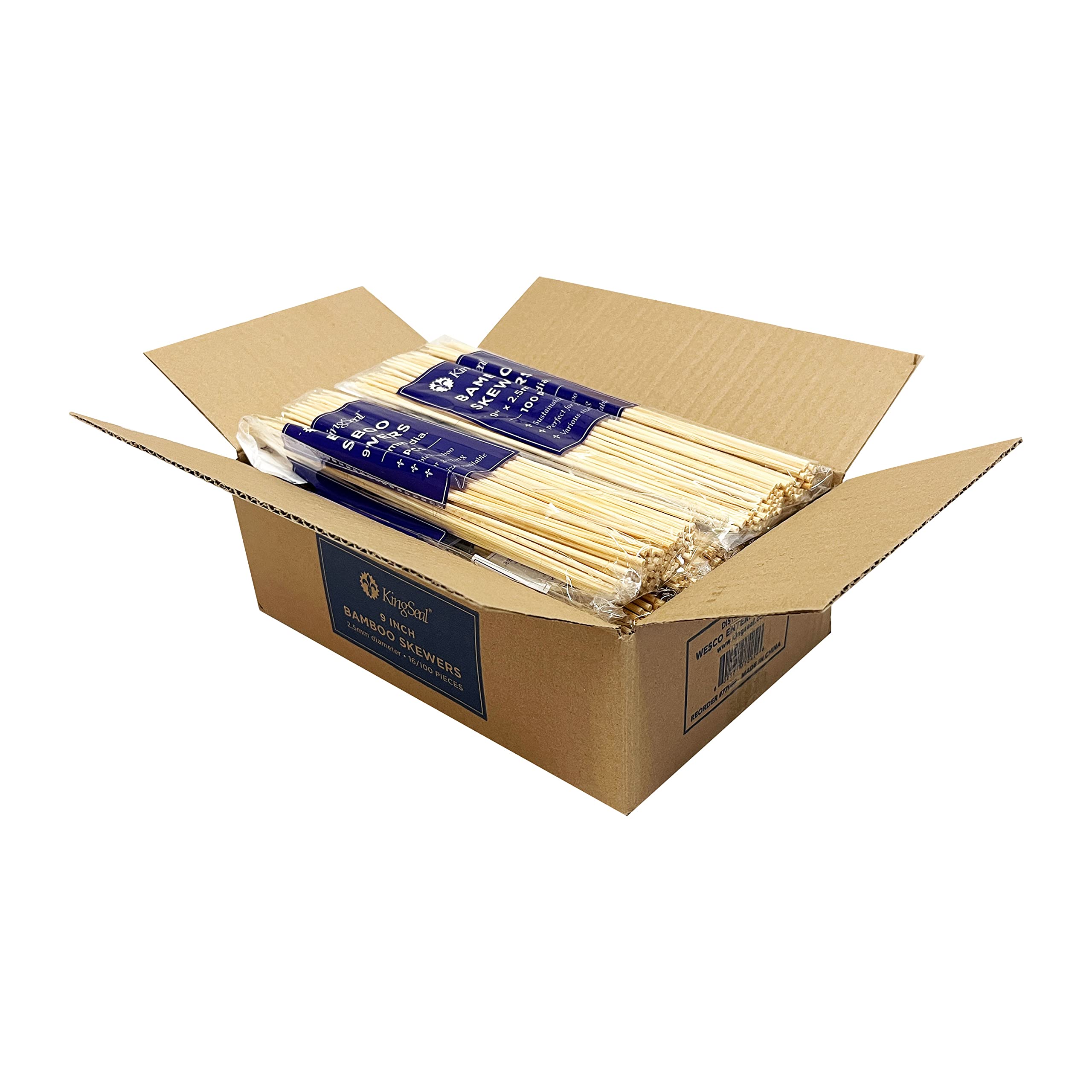 KingSeal Szaszłyki bambusowe – 23 cm, 16 sztuk / 100 w opakowaniu