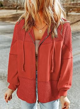 Amazon.com: Dokotoo Waffle Knit Hoodies for Womens 2025 Zip Up