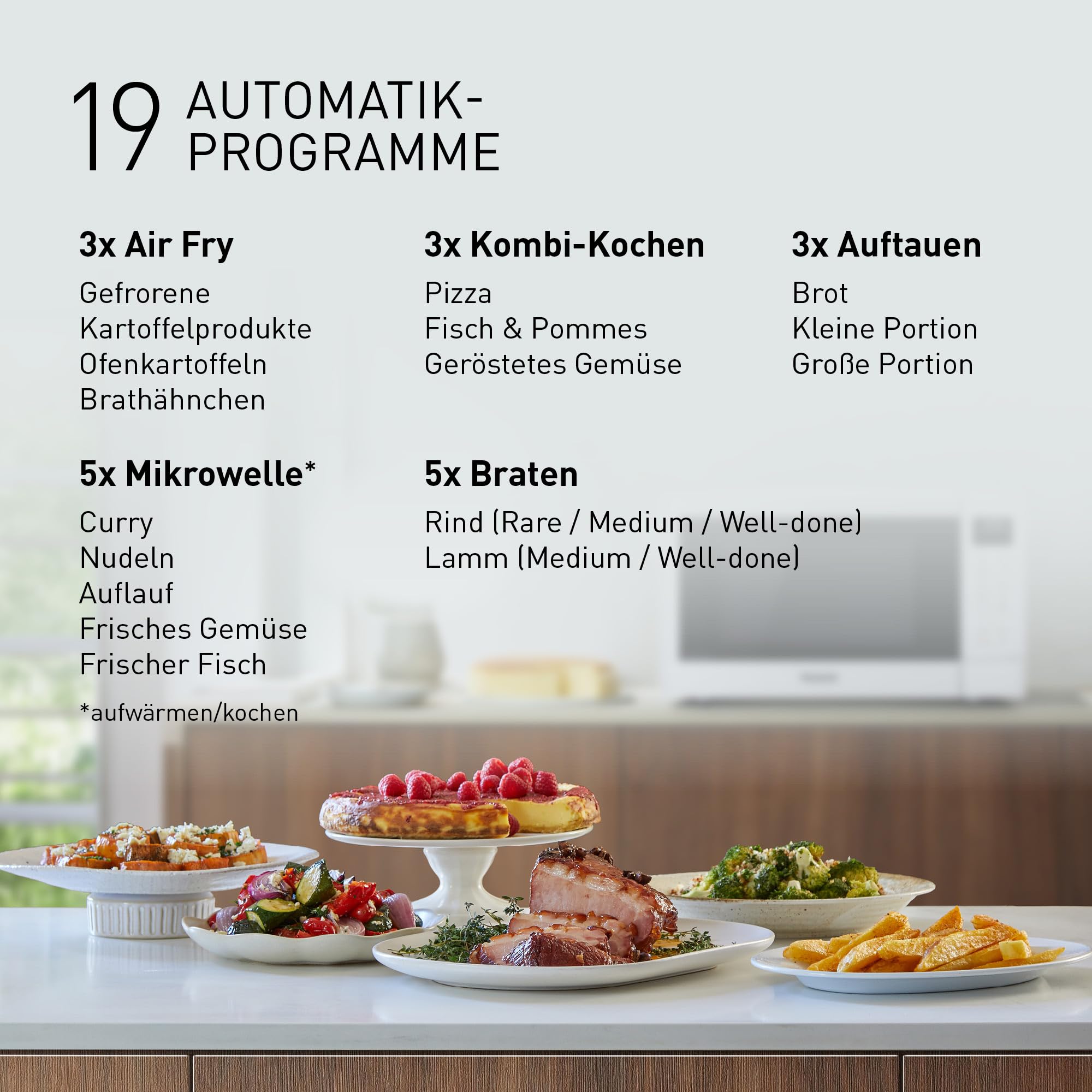 Panasonic NN-CT55RWEPG 27L 4-in-1 Kombi-Mikrowelle mit Airfryer-Funktion, 1000W Inverter, 1300W Grill, Umluft, Airfry, 19 Automatikprogramme, Weiß