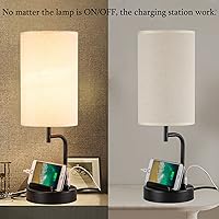 Vista 7 de Dreamholder Lámpara de mesa USB con control táctil, lámpara de escritorio regulable de 3 vías con puertos de carga USB C y A y salida de CA, lámpara