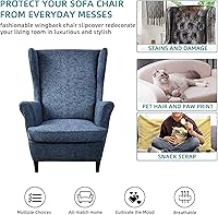 Vista 5 de KRFOONN Fundas para Silla de Ala, 2 Piezas, Fundas Elásticas de Spandex para Silla con Respaldo de Ala, Fundas Protectoras de Muebles 04