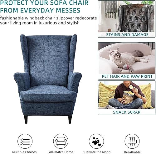 Miniatura 5 de KRFOONN Fundas para Silla de Ala, 2 Piezas, Fundas Elásticas de Spandex para Silla con Respaldo de Ala, Fundas Protectoras de Muebles
