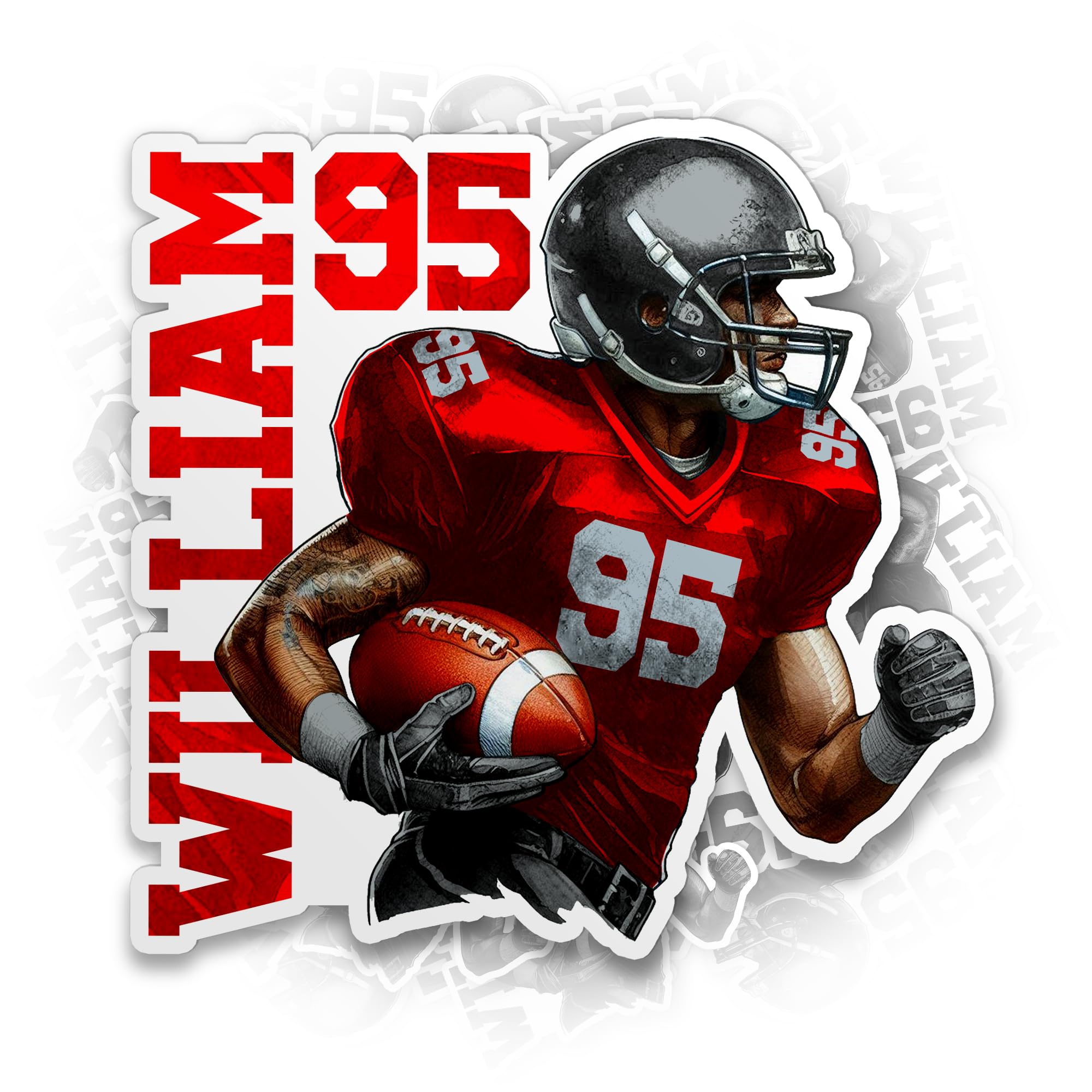 Personalized Custom Name Football Sticker Name Player Number Lover Sport Rugby Waterproof Die-Cut Vinyl Stickers for Water Bottle Laptop Hard Hat