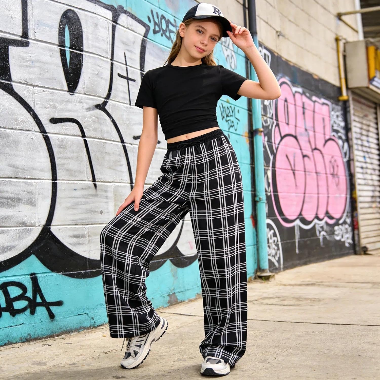 Girls Clothes Summer T-Shirt & Top Plaid Wide Leg Pants 2 Piece Set Spring Girl Outfits Size 9-16Y