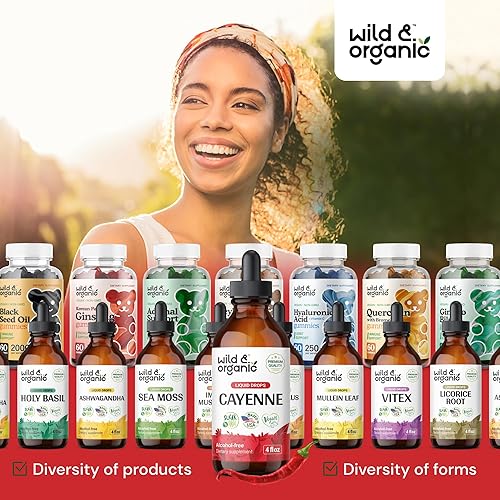 Miniatura 8 de Wild & Organic Tintura de pimienta de cayena  Apoyo digestivo con extracto de capsaicina  Gotas líquidas de pimienta de cayena para el bienestar