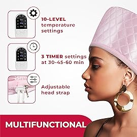 SISWOW Thermal Steamer Cap for Great Deep Conditioning With 10-level Heat for Natural Black Hair