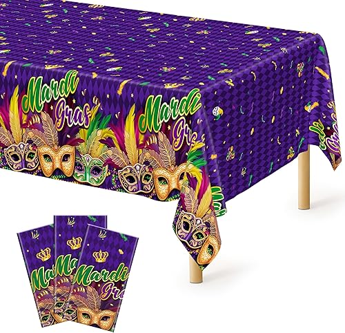 Miniatura 95 de Paquete de 4 manteles desechables de plástico para fiestas, 54" x 108" manteles rectangulares blancos y dorados, mantel impermeable para mesas Punto