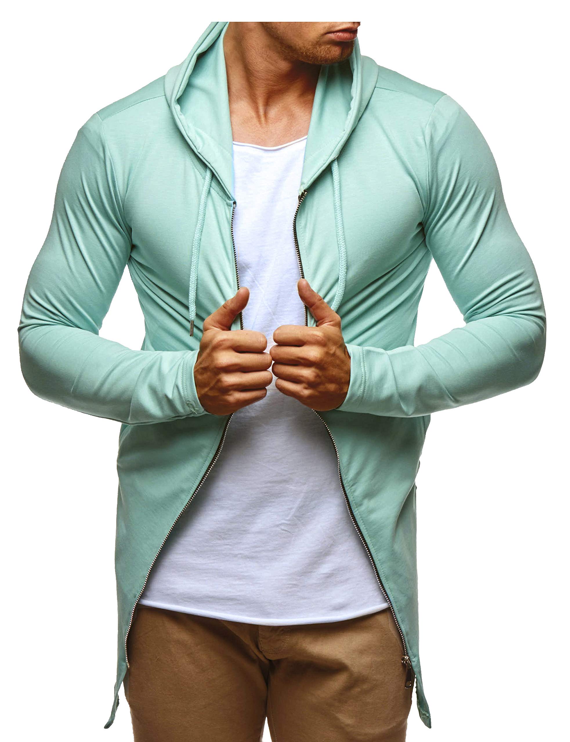 Leif Nelson Men Sweat Jacket Hoodie LN-6366 Mint Large