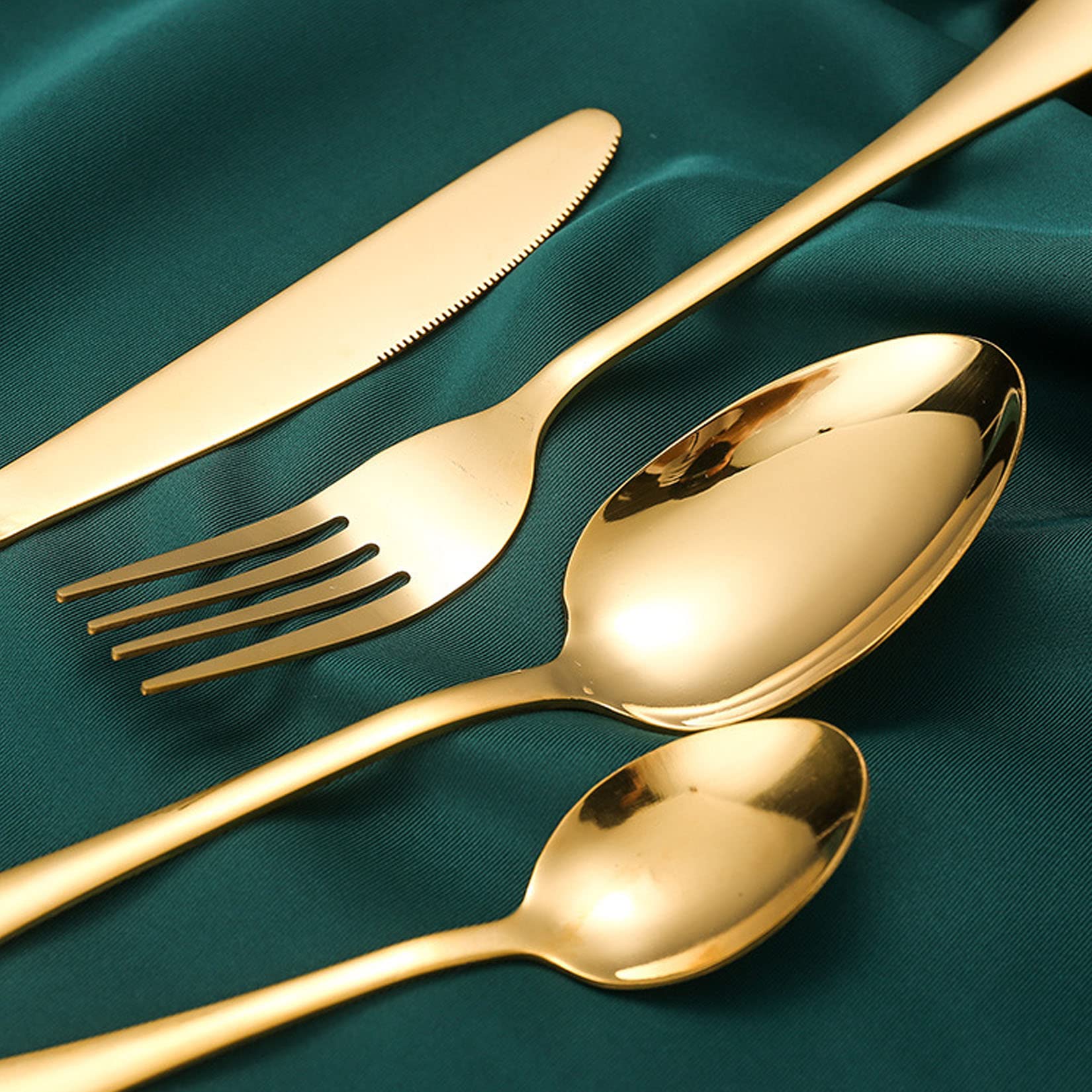 Ensemble D'argenterie Avec Support De Rangement, Ensemble De Couverts Réutilisables En Acier Inoxydable, Couteau Occidental, Fourchette Et Cuillère 24 Pièces, Passe Au Lave-Vaisselle,D'or