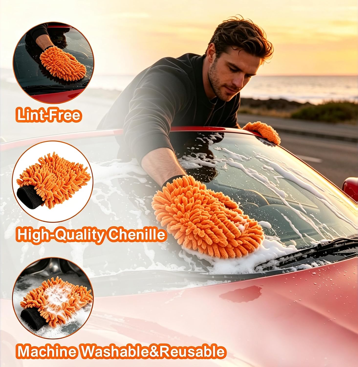 AgiiMan Car Wash Brush with Long Handle, 3-12FT Telescoping Car Cleaning Kit, Soft Bristle RV Wash Brush and Car Wash Mop for Car Truck SUV RV Boat Solar Panel House Siding Exterior Washing