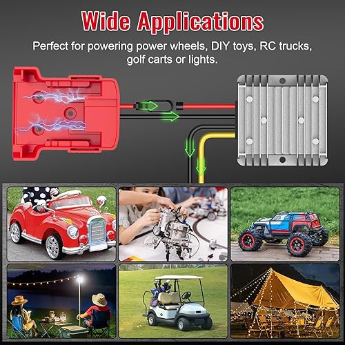 Miniatura 7 de Convertidor reductor de 18 V a 12 V para Milwaukee M18 Power Wheels Adaptador de batería DC 12V 20A 240W Buck Converter Regulador con fusible de 30