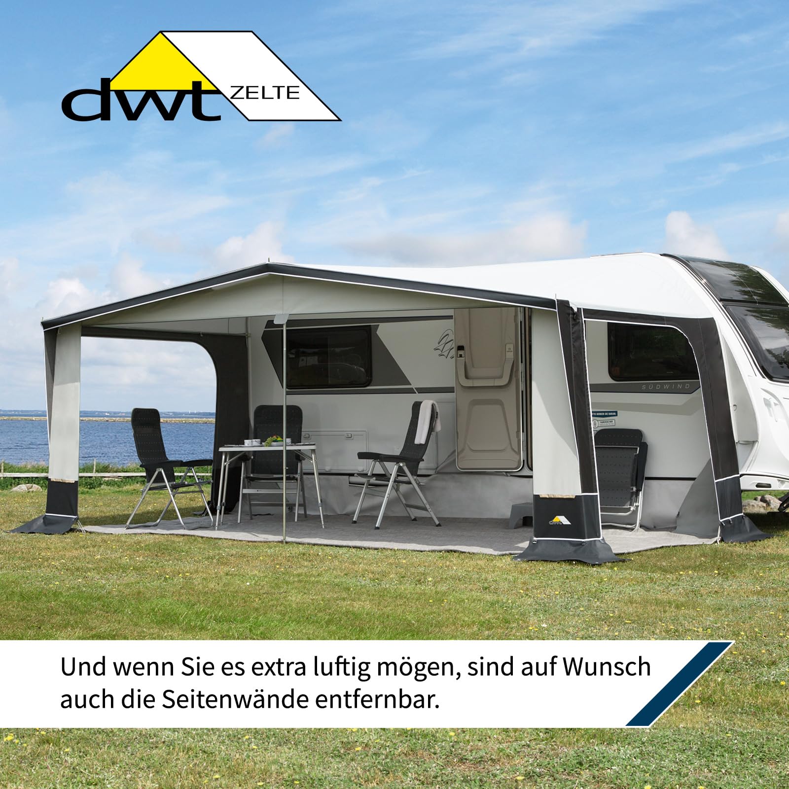 DWT Wohnwagenvorzelt Jubilee 40-270cm inkl.25 ST Zelttiefe Reisezelt für Einsteiger