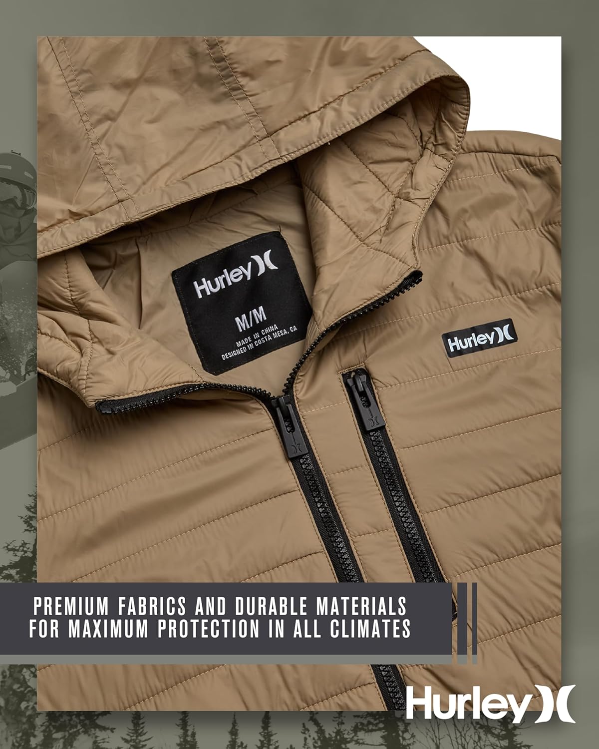 Hurley Mens Puffer Jacket - Lightweight Packable Insulated Winter Coat for Men - Weather Resistant Quilted Outdoor Jacket - Image 5