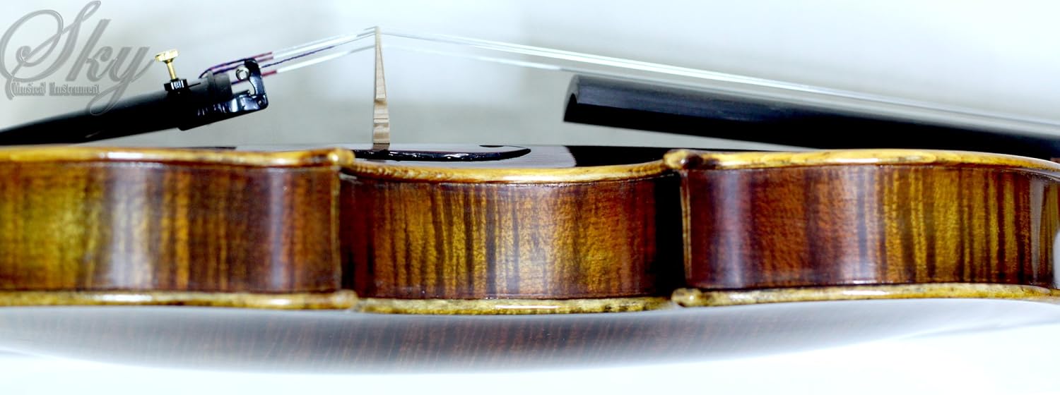 Beautiful 4/4 Professional Level Master Work Stunning Hand-made Concert Maple Wood Grand Level One Piece Back Antique Style Violin with Fish-eye Ebony Parts