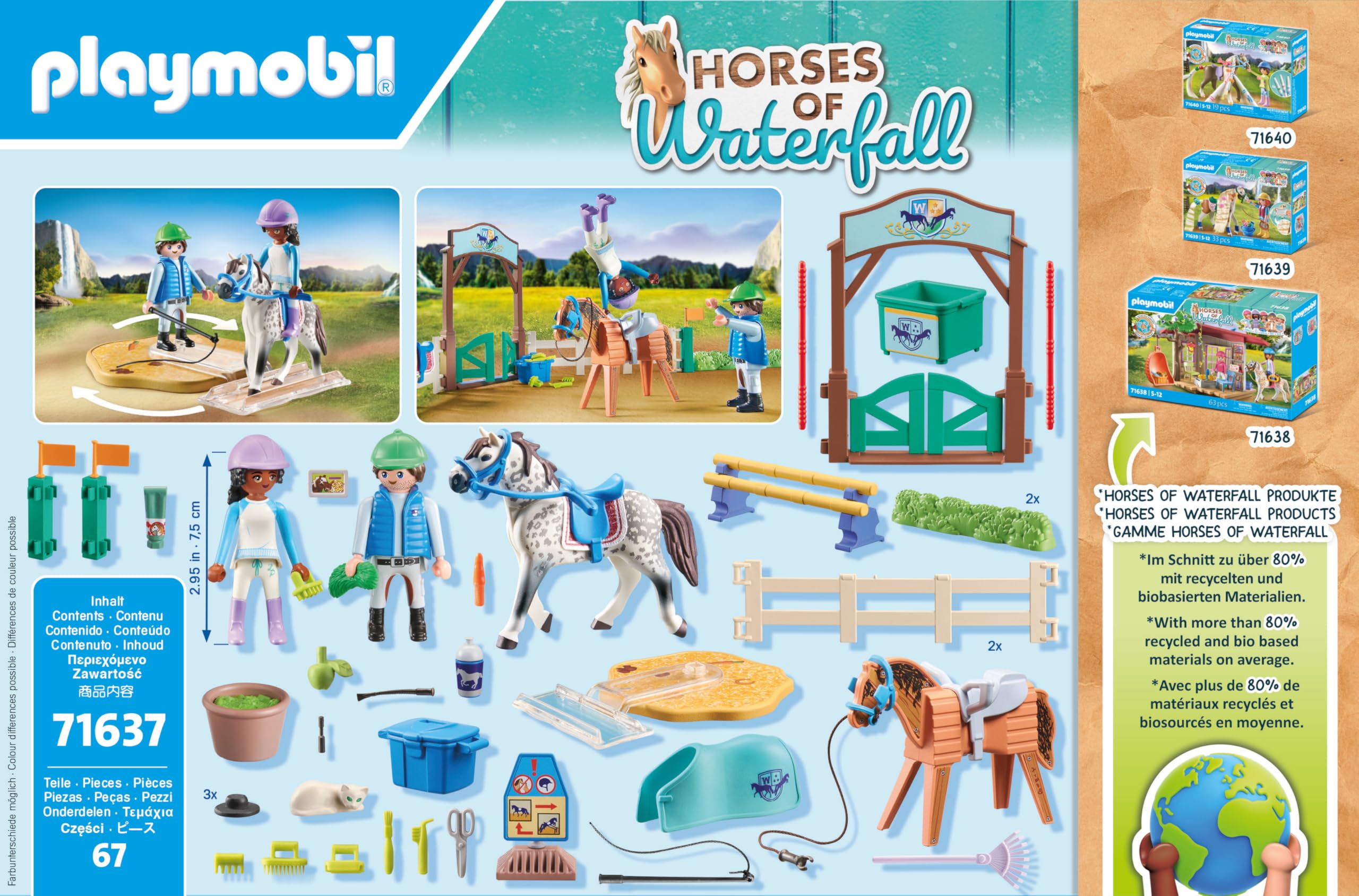 Playmobil 71637 Ecole d'équitation - Horses of Waterfall - Comprenant Un Plateau tournant, Un Cheval et des Accessoires d'équitation variés - Dès 5 Ans
