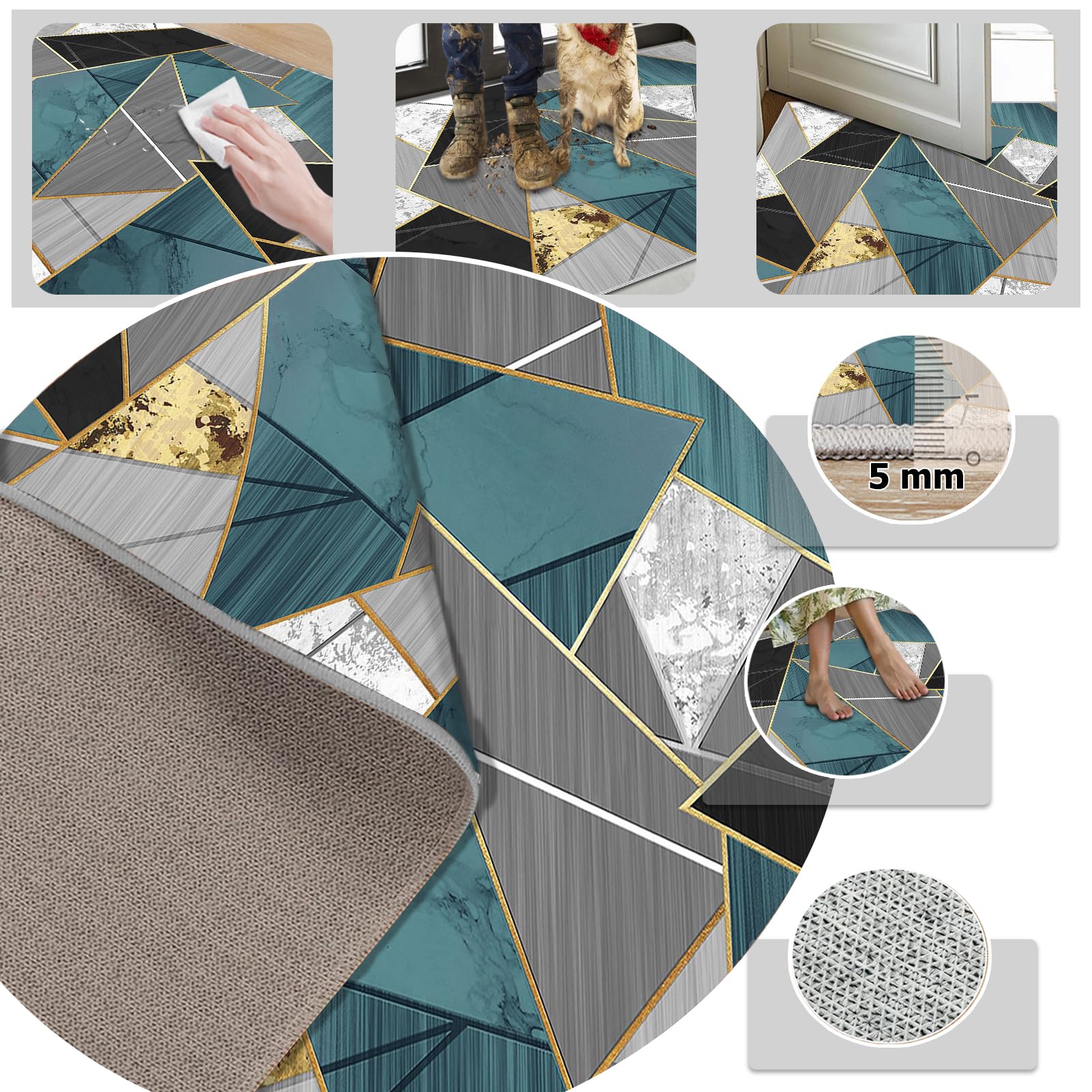 Dywan do salonu Można prać w pralce Antypoślizgowy dywanik do sypialni na łóżko 110 x 130 cm Nowoczesny dywan do salonu Kuchnia Mata podłogowa Duży dywan Jadalnia do wnętrz Jadalnia