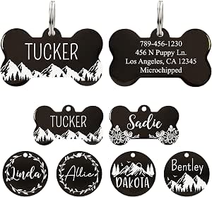 Ultra Joys Custom Dog Tag Personalized Pet Name Tag - Large Bone Mountain