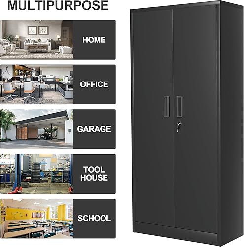 Miniatura 5 de JUMMICO Armarios STELL para almacenamiento de metal, 18 x 36, negro