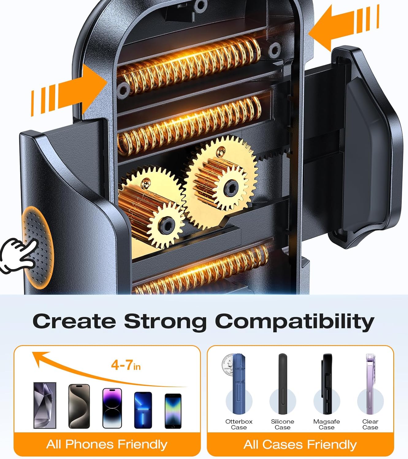 VICSEED Military-Grade Sturdy Car Phone Holder Mount, Upgraded Anti Shake Metal CD Slot & Air Vent Thick Case Friendly Phone Mount for Car Fit for iPhone 17 16 15 Samsung All Phones - Classic Black