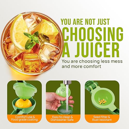 Miniatura 71 de Exprimidor de limón de alta calidad Zulay de metal de alta calidad – Exprimidor manual de prensa de cítricos amarillo & verde