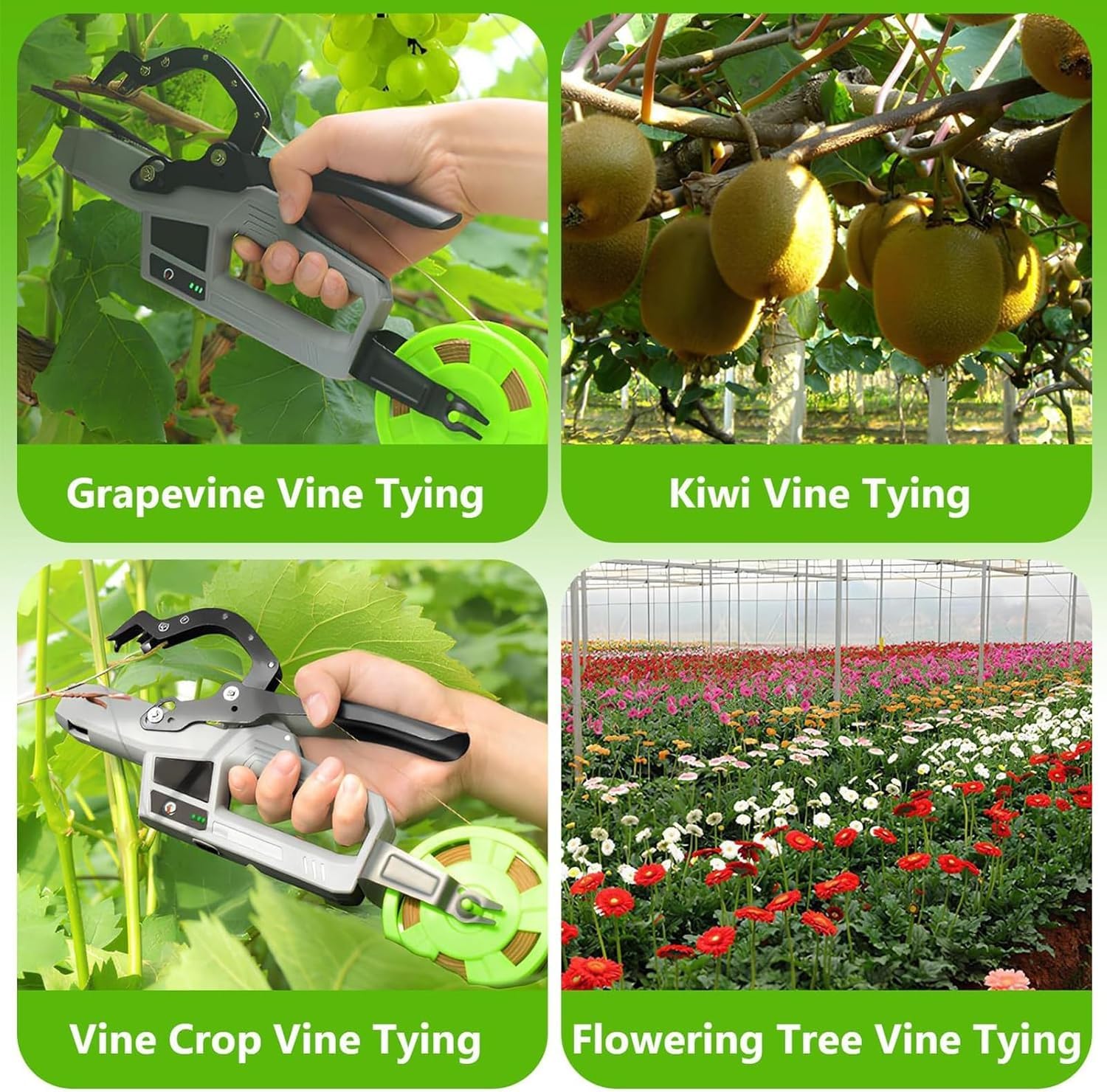 Máquina de atar plantas inalámbrica para agrupar enredaderas de jardín, encuadernación máxima de 45 mm para tomates, uvas, frambuesas, herramienta de jardinería eficiente y fácil de usar