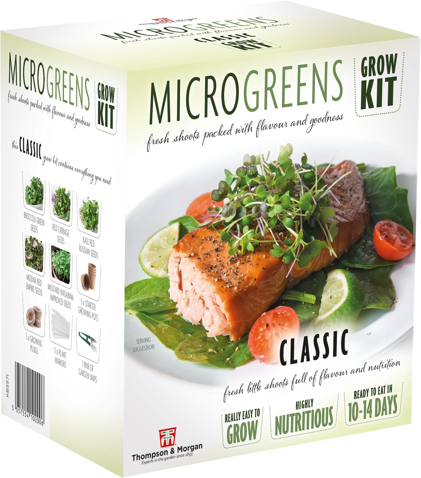 Gift Seed Grow Kit Microgreens Classic - Easy Indoor Growing for Salads & Sandwiches - All Year Round Crop - Includes Biodegradable Pots, Plugs, Labels & Snips - Thompson & Morgan