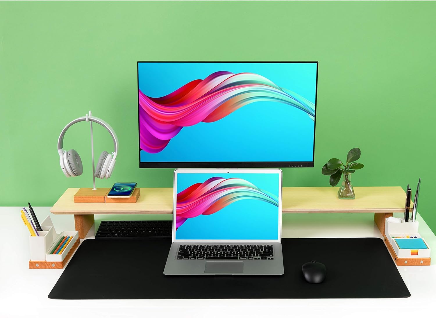 Leather Desk Pad& Monitor Stand