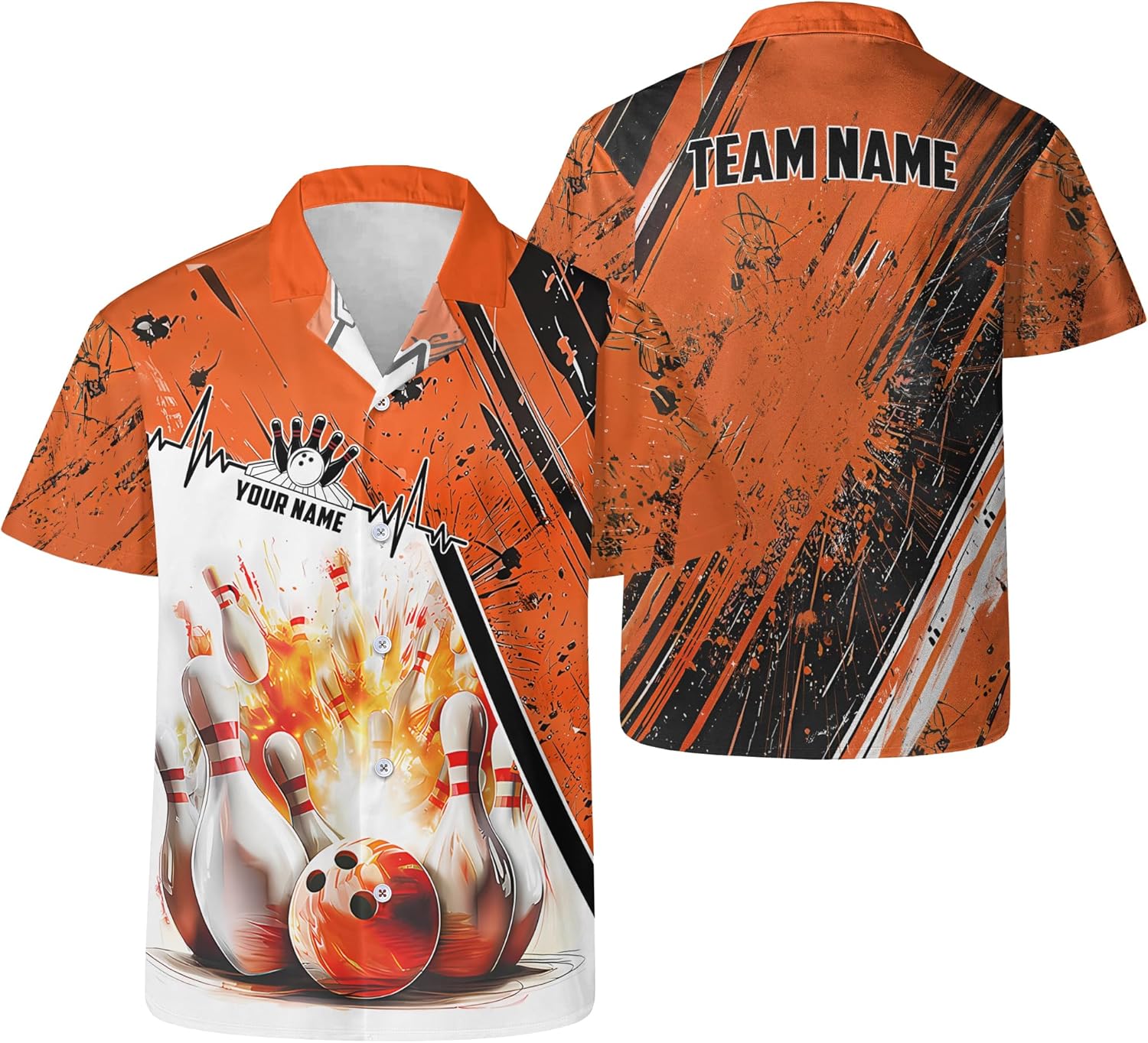 Fashion Bowling Hawaiian Shirt Custom Bowling Aloha Tshirt with Name/Team Holiday Button Up Shirt