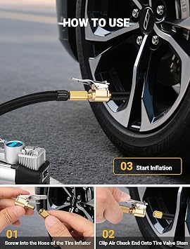 2pcs Tire Air Chuck with Clip Adapter, Brass Tire Inflation Hose Adapter with Locking Tire Nozzle Valve Thread, Unscrewed Twist Connection Converts to Locking Connection for Air Compressor Pump Clamp