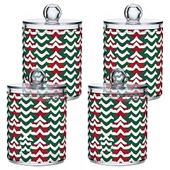 4 Pcs Christmas Xmas Trees 10 OZ Qtip Holder Dispenser for Cotton Ball Cotton Swab Cotton Round Pads