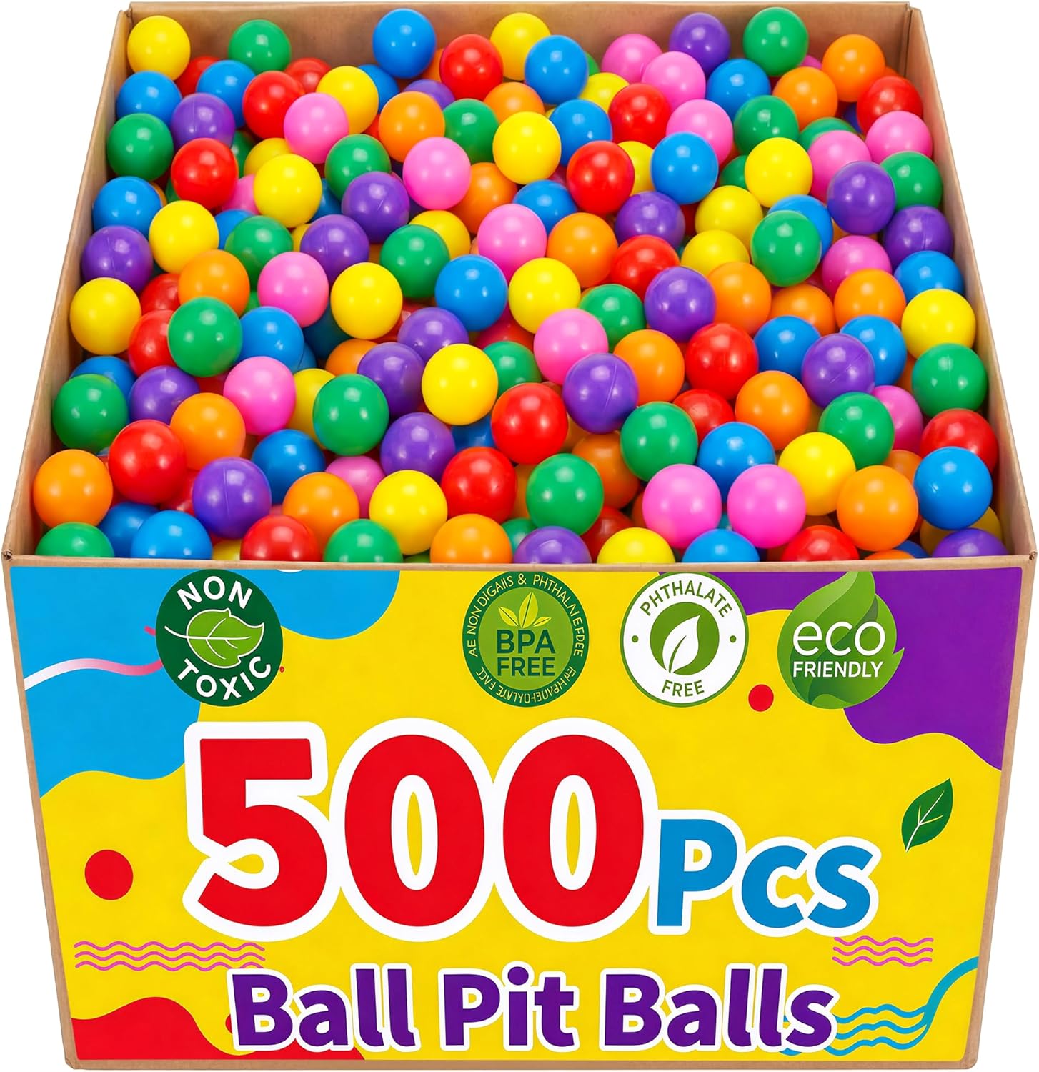 njnj Ball Pit Balls 1000/500 PCS, 2.2 Inch Crush Proof Plastic Balls for Ball Pit, BPA Free & Phthalate Free, Bulk Play Balls for Toddlers & Kids, 7 Bright Colors