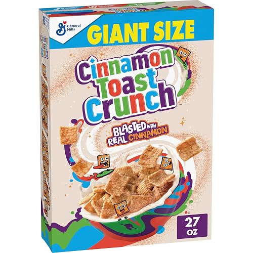 Cinnamon Toast Crunch Breakfast Cereal, Giant Size, 27 oz | 16g Whole Grain, Good Source of Calcium, 12 Vitamins & Minerals, Great Snack Mix Base or Ice Cream Topping