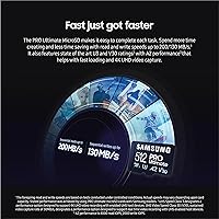 Vista 4 de Samsung PRO Ultimate tarjeta de memoria microSD + adaptador, microSDXC de 128 GB, hasta 200 MB/s, 4K UHD, UHS-I, clase 10, U3, V30, A2 para cámara