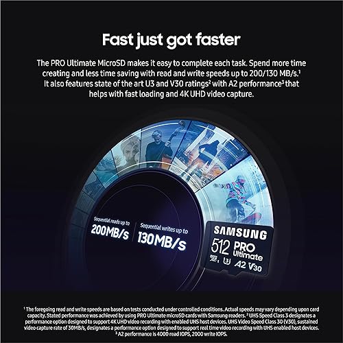 Miniatura 4 de SAMSUNG PRO Ultimate tarjeta de memoria microSD + lector, 128 GB microSDXC, hasta 200 MBs, 4K UHD, UHS-I, clase 10, U3, V30, A2 para cámara de