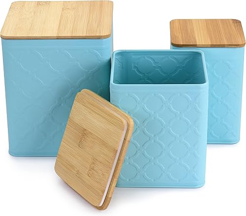 Miniatura 3 de Megachef Juego de recipientes cuadrados de hierro de 3 piezas en turquesa