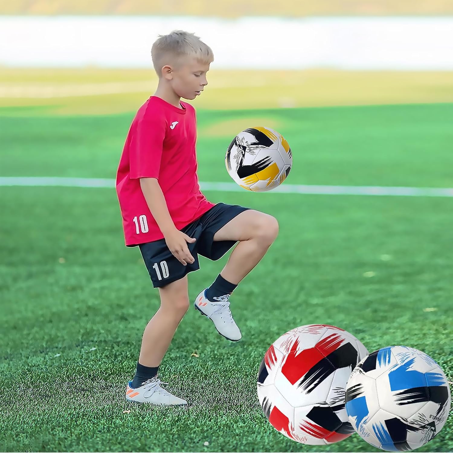 Soccer Ball Size 3 4 5 Soft Leather Anti Explosion Practice Training Boys Girls Adults with Pump Needle