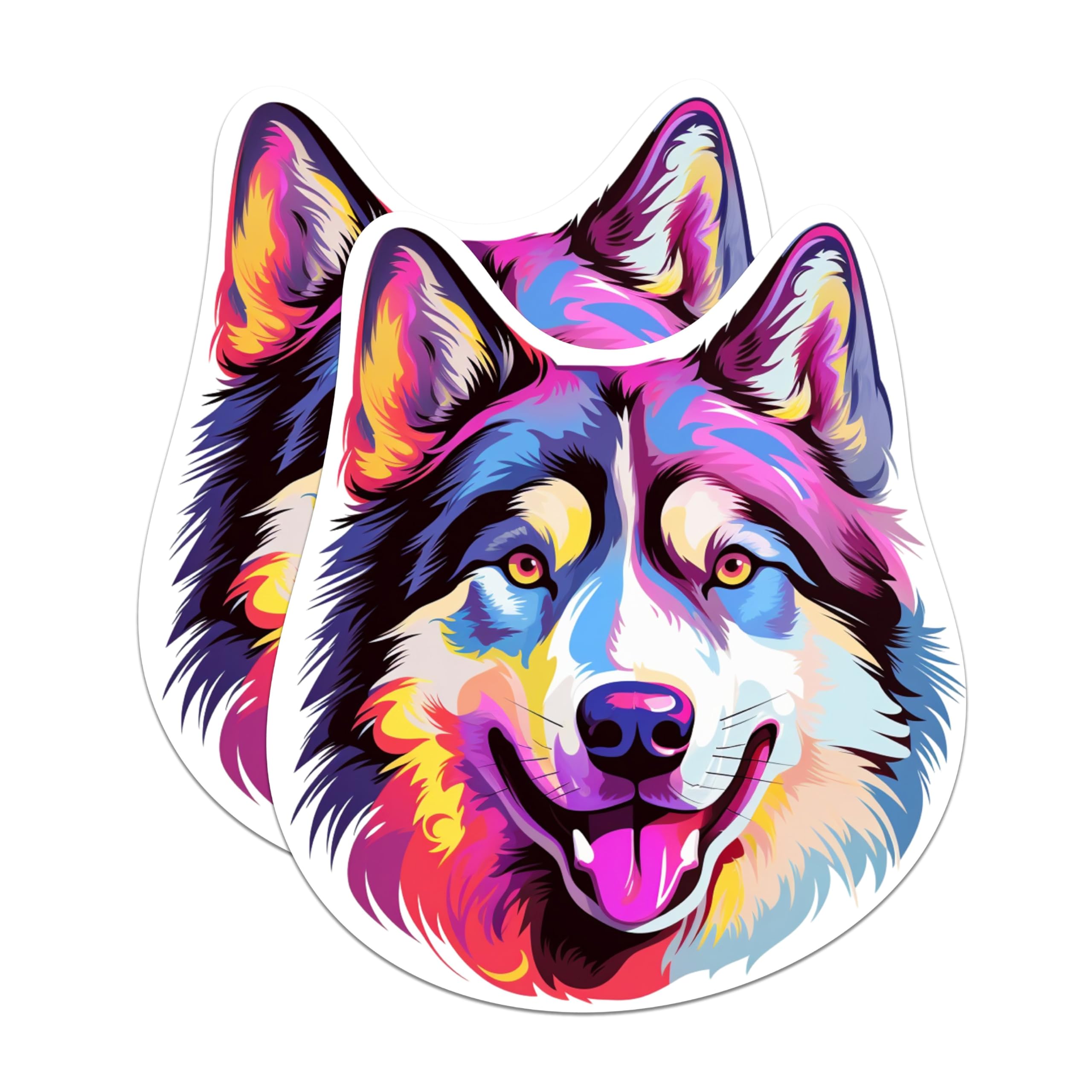 (2 Pack) Siberian Husky Dog Breed Stickers - 5 Inches On Longest Side - Choose from Over 100 Dog Breeds - for Cars, Trucks, Skateboards, Laptops - Made in USA - BMCS1959