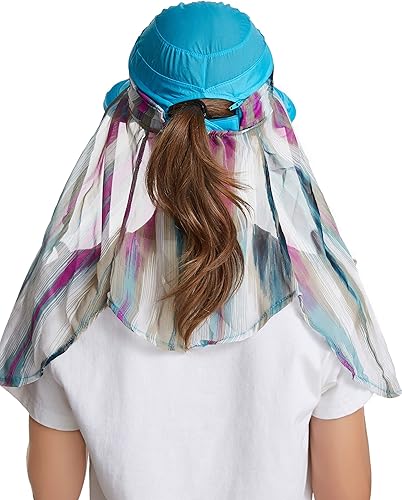 Miniatura 3 de icolor Sombreros de sol para mujer, protección solar, protección para el cuello, con solapa, sombrero de ala ancha de verano para niña y mujer