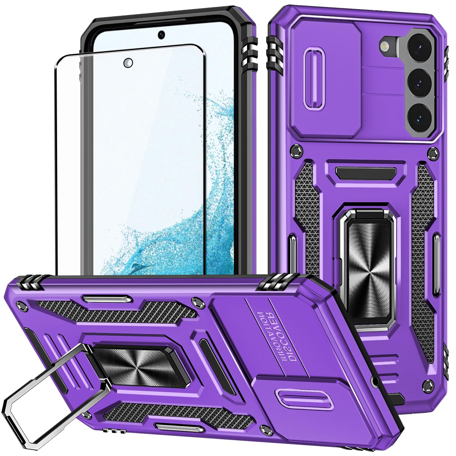 Samsung Galaxy S22 Case, Samsung S22 5G Case, Shockproof Crystal Clear Slim Soft Silicone TPU Protective Phone Cover for Samsung Galaxy S22 Purple