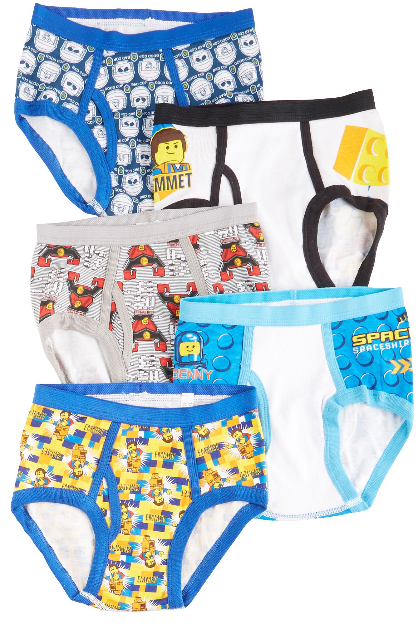 LEGO Handcraft Boys 2-7 Movie 5 Pack Brief, Assorted, 6