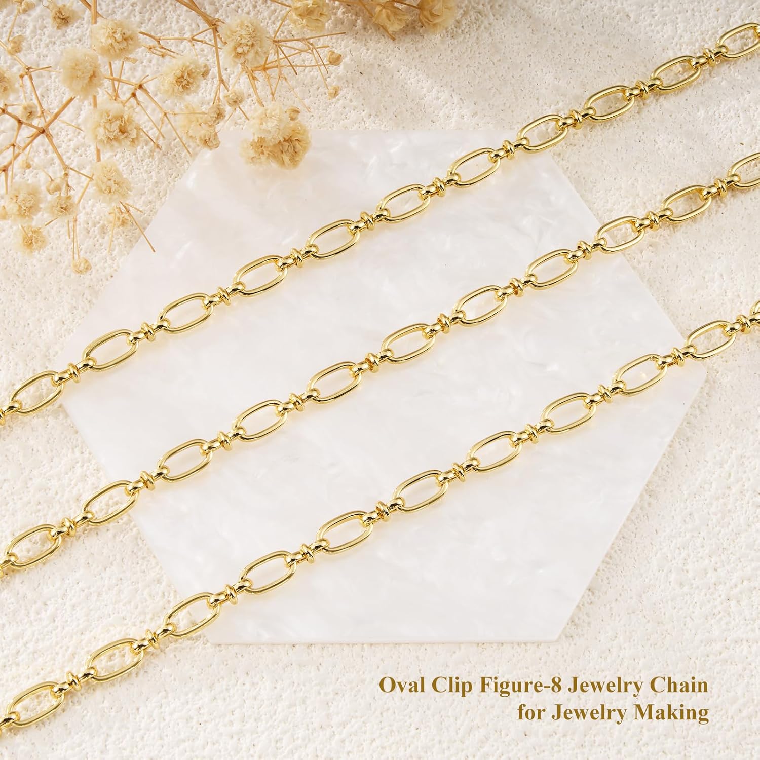 GTVOODX 18k Gold Filled Chains for Jewelry Making 3 Meters Iron and Brass Metal Oval Chain Spool Bulk with Jewelry Supplies Findings