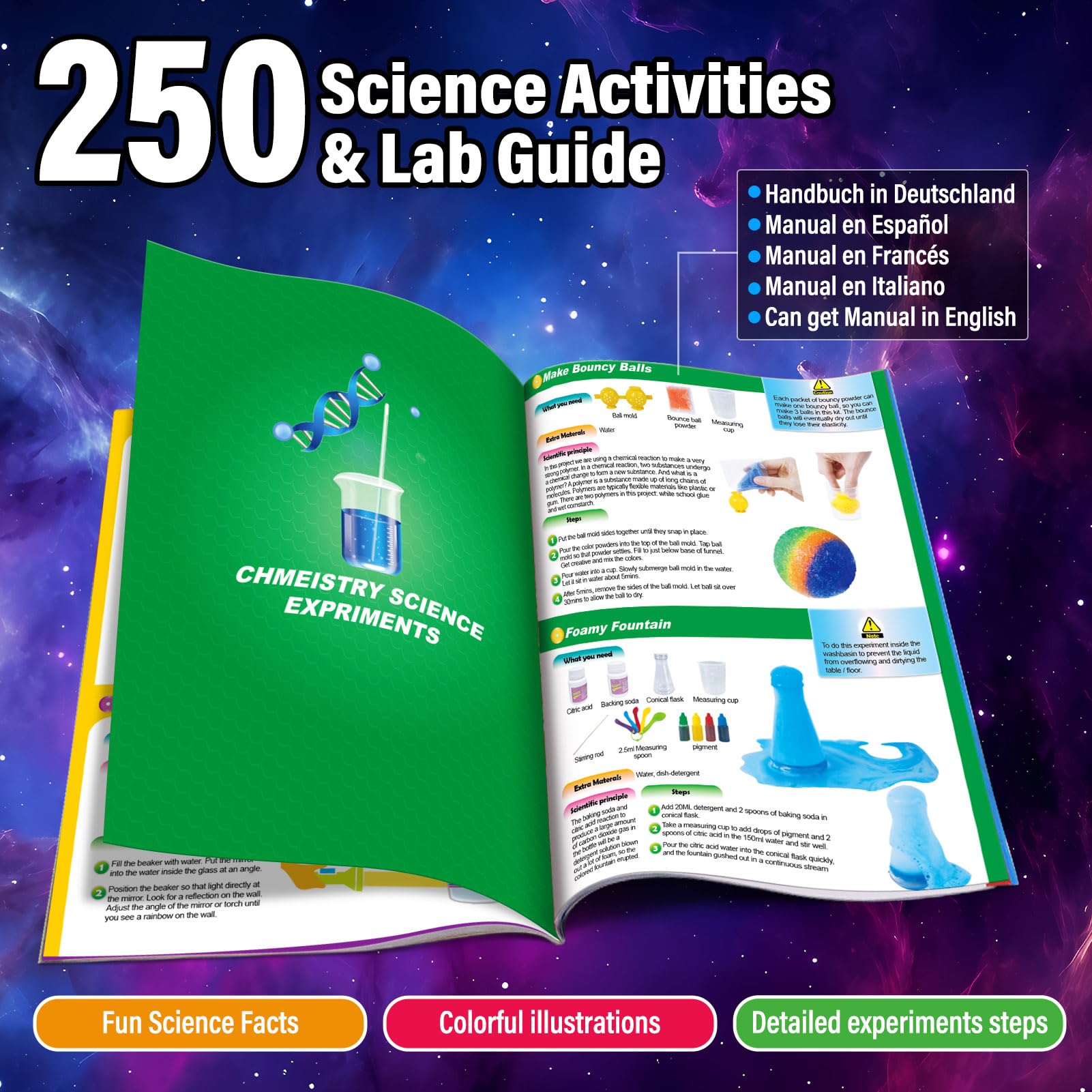 PATIFEED Kits Scientifiques Enfants 250+ Expériences Chimie Volcan Activités Manuelles