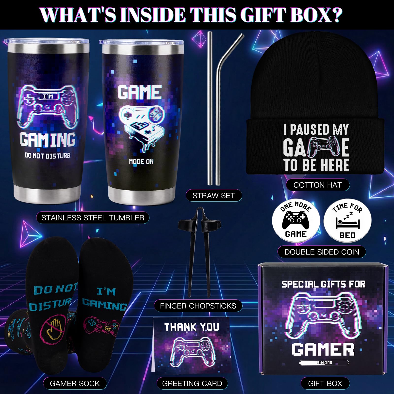 Gamer Gifts for Men Teens Boys, Cool Gaming Gift Bulk Set for Game Lover, Gaming Mugs, Teen Boy Gift Gaming Stuff, Birthday Valentine Christmas Gifts for Gamers Men Girl Boyfriend Husband Teenage Idea