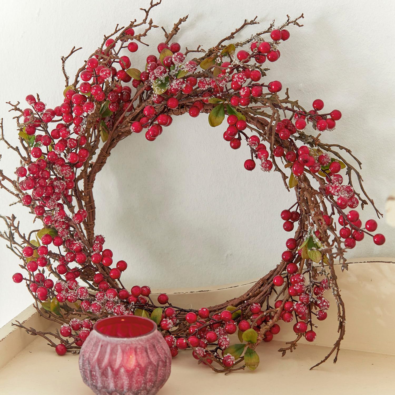 Couronne Décorative Multicolore - Feuilles Artificielles Sur Base Paille - Diamètre Environ 45 Cm