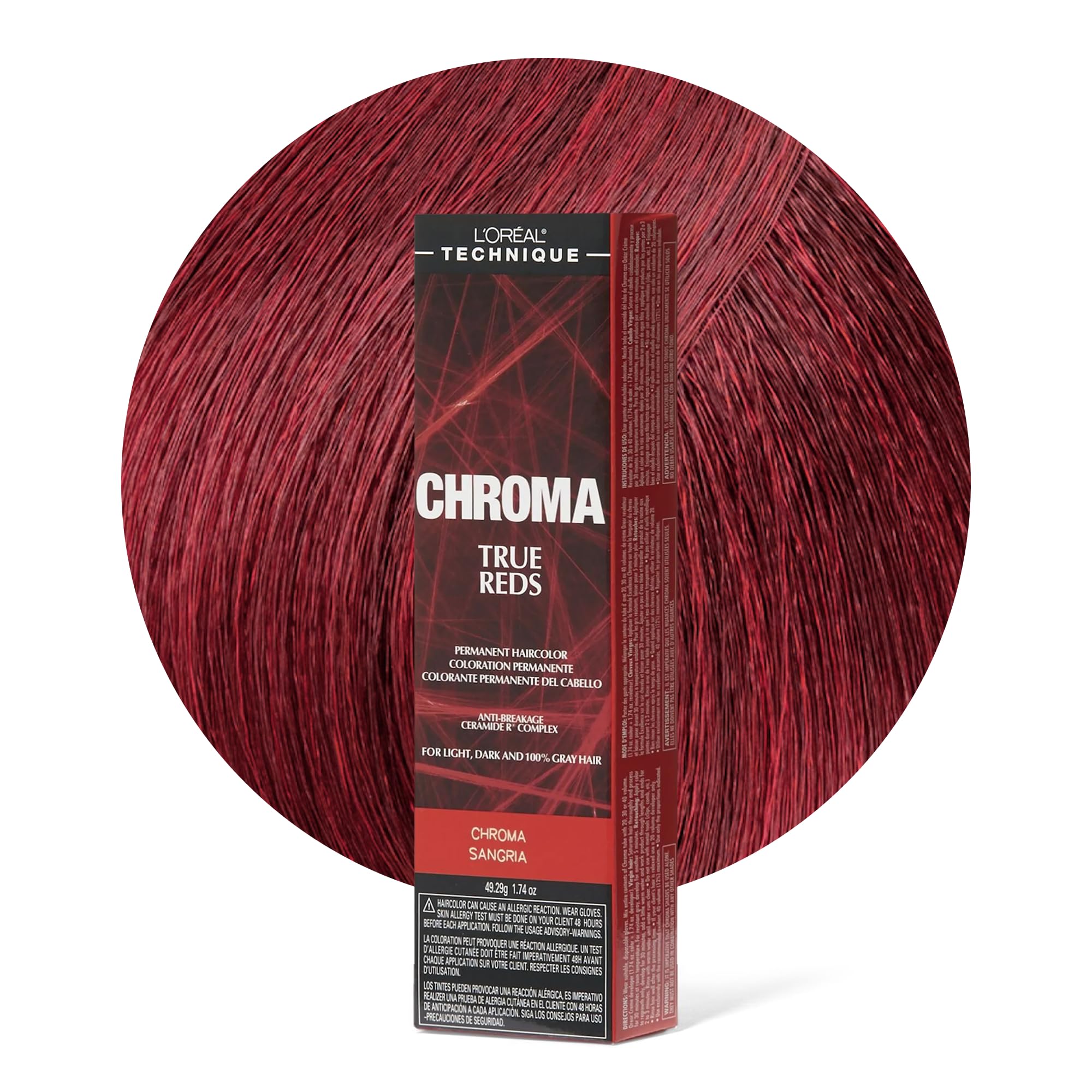 L'Oréal Technique Chroma True Reds Permanent Hair Color - Red Dye For Long-Lasting Color, For Light, Dark and Gray Hair