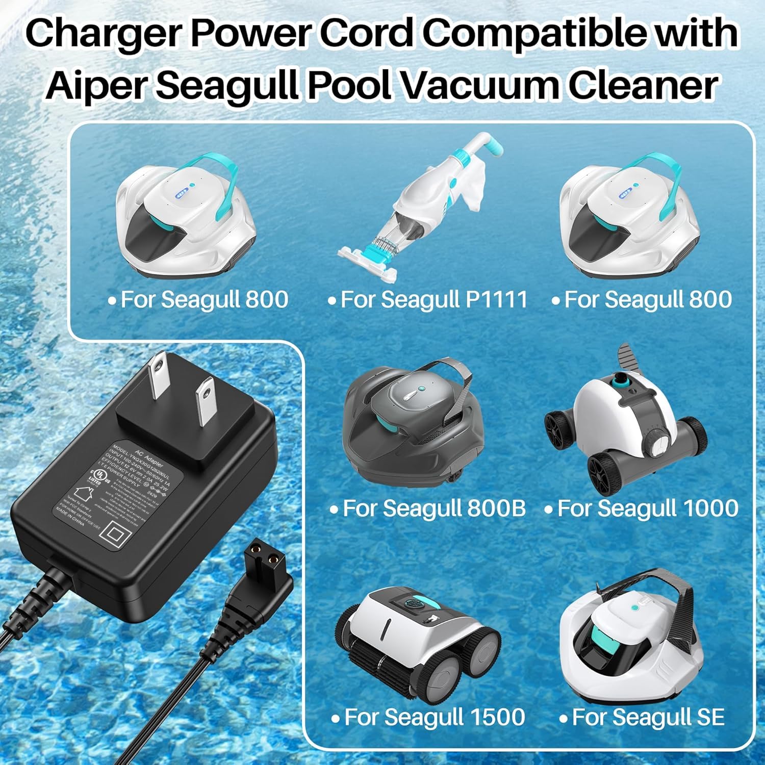 12.6V Charger For Aiper Seagull Robotic Pool Cleaners – 6.5Ft Cord, Compatible With 600, 800, 1000, 1500 Models - View #8