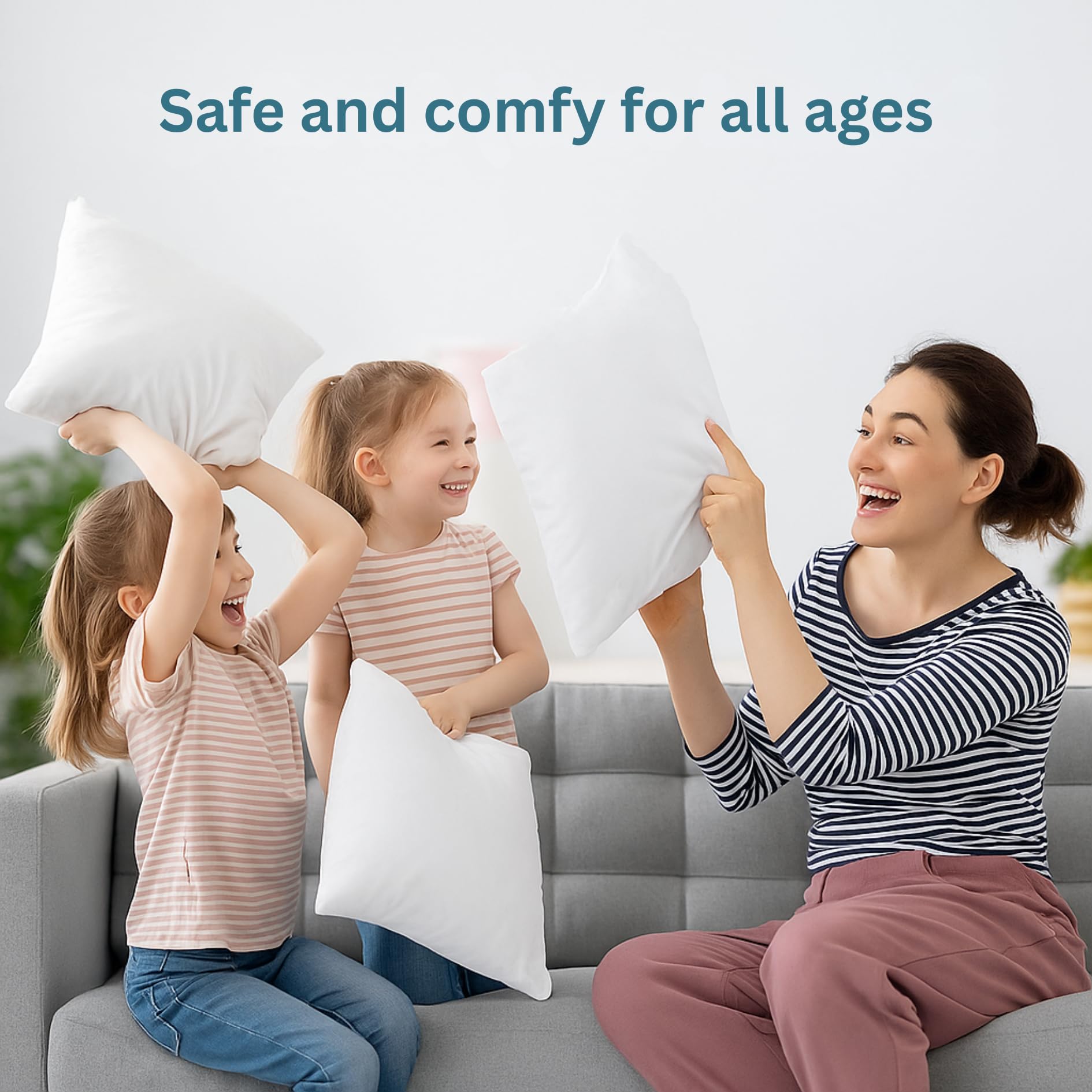 Top 5 Couch Pillow Sets That Hold Their Shape (2026) 3 LANE LINEN 4 Pack 18x18 White Throw Pillow Inserts for Decorative Pill — product photo