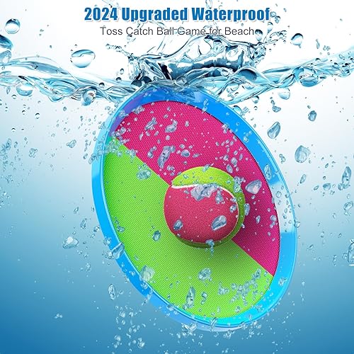 Miniatura 4 de Aywewii Juego de paletas para atrapar pelotas, juguetes de playa, piscina, patio trasero, juegos al aire libre, lanzamiento de patio trasero, edad