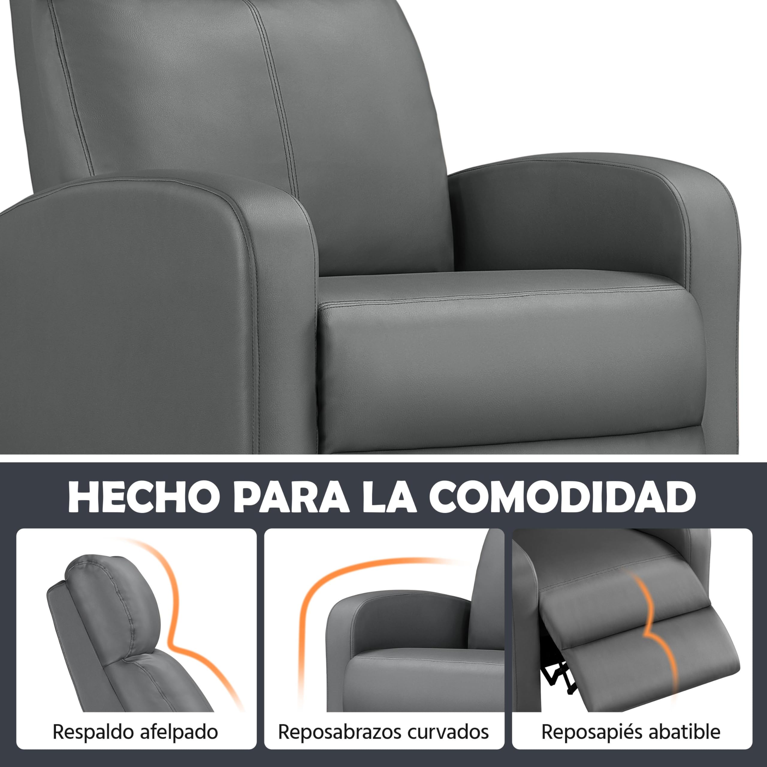 Yaheetech Sillón de Masaje Silla Relax Butaca Sofá Ajustable de Relajación con Función Reclinable para Sala de Estar y Dormitotio Gris