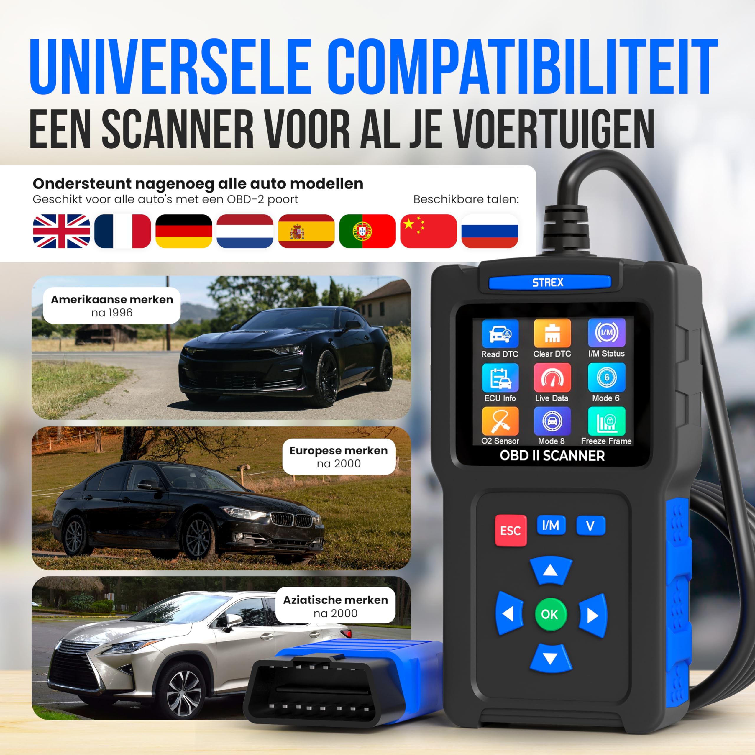 Strex OBD2 Scanner - OBD - Lettura automatica - Rimozione Malfunzionamento - Lingua IT - Auto Scanner - Diagnostica Attrezzature Per Auto - Malfunzionamento del motore